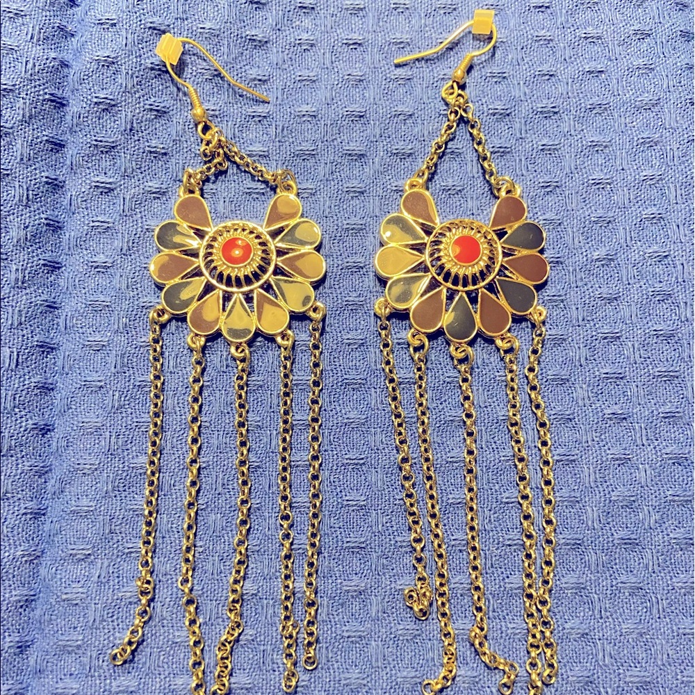 Navy & purple dangle earrings
